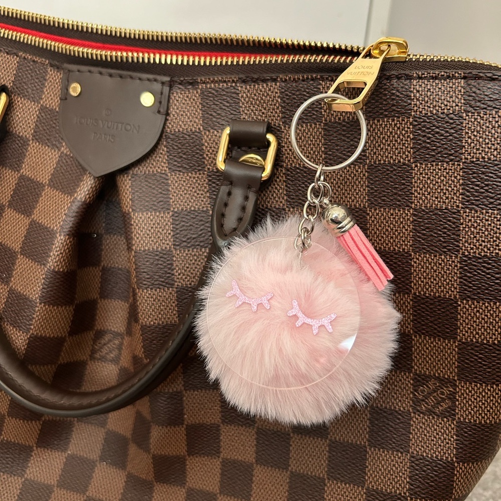 Handmade Pink Lash Pom keychain 💜🩷